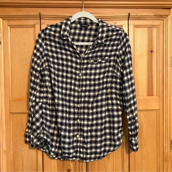 Lucky Brand Womens Black/ Beige Buffalo Plaid Flannel Button Up Shirt S Or M? - Picture 1 of 11